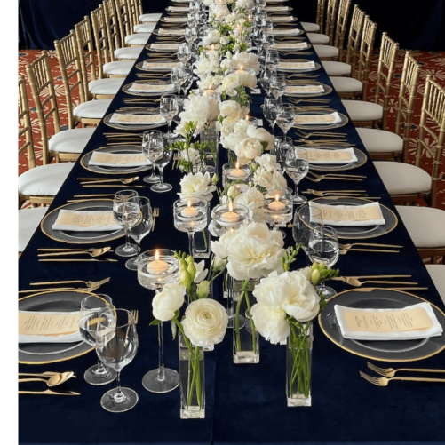Rectangle velvet tablecloth - dark blue