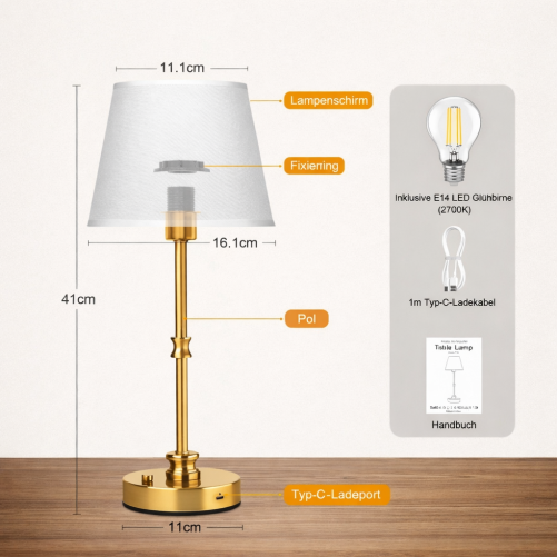 LED lampička bielo zlatá hladká