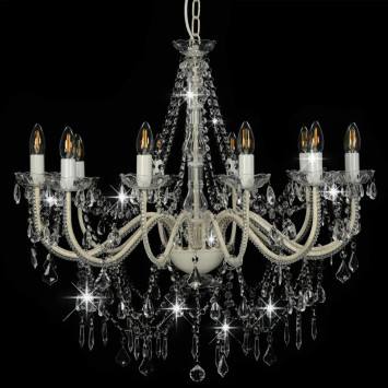 Luster krištáľový biely - 8 žiaroviek