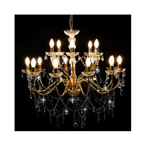 Crystal chandelier gold - 15 bulbs