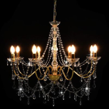 Luster krištáľový zlatý - 8 žiaroviek