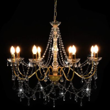 Luster krištáľový zlatý - 8 žiaroviek