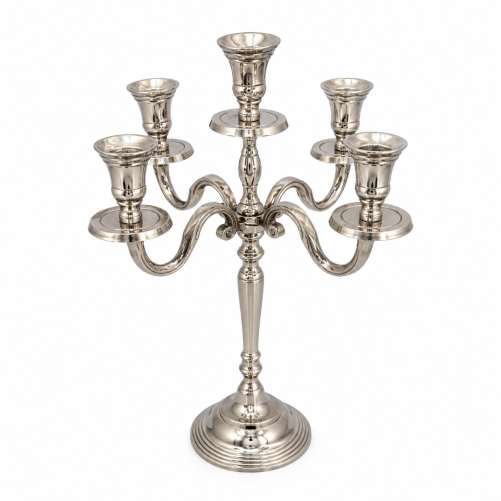 Five-armed silver candlestick - low