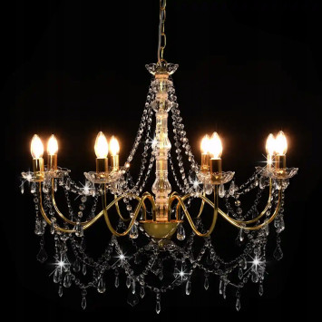 Crystal chandelier gold - 8 bulbs