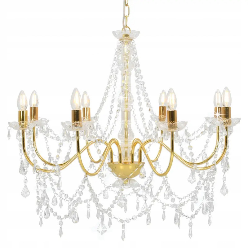 Crystal chandelier gold - 8 bulbs
