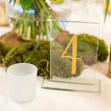 Glass number board - gold