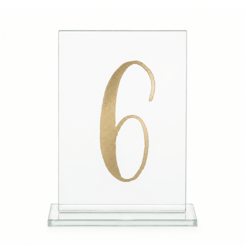 Glass number board - gold