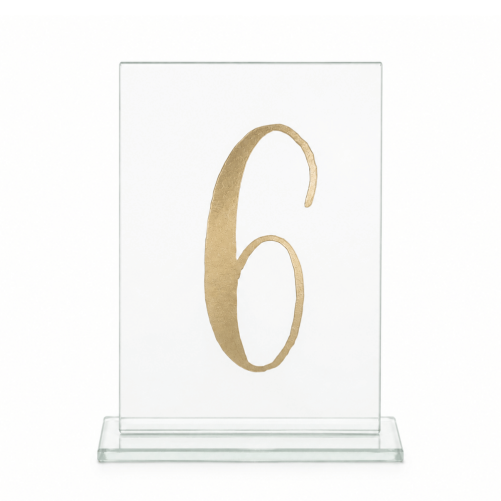 Glass number board - gold