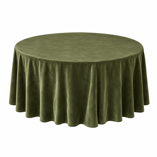 Round velvet tablecloth - mossgreen