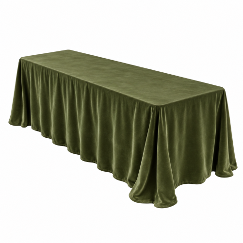 Rectangle velvet tablecloth - mossgreen