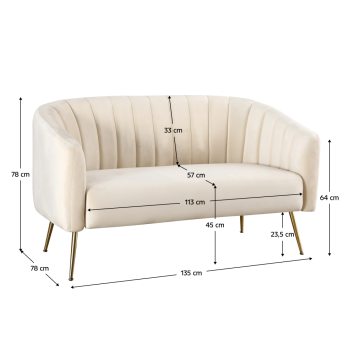 2-seater sofa, ivory velvet