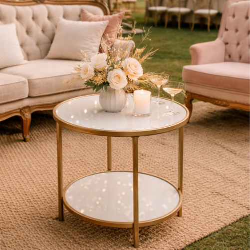 Coffee table white-gold Ø45cm